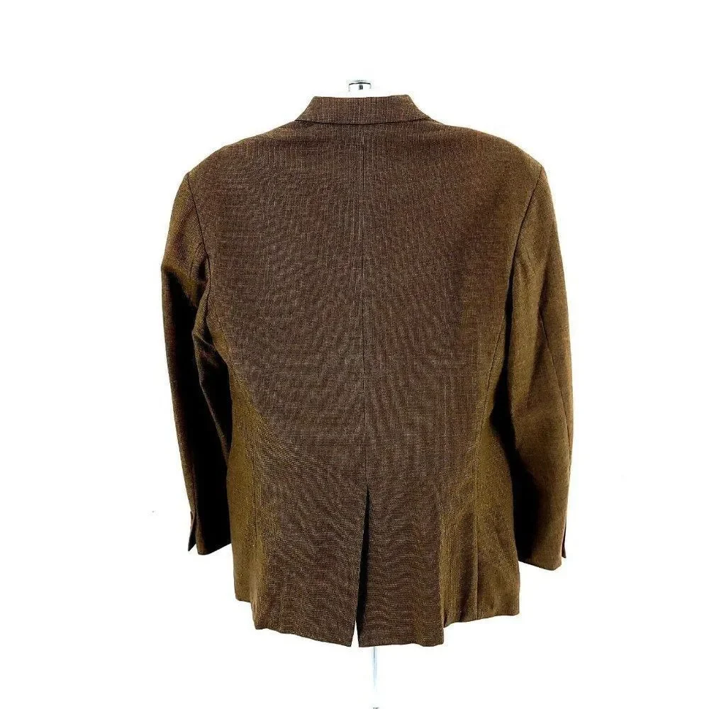 Samuelsohn Super 100s Tweed Wool Cashmere Check 2 Button Sport Coat 42L Brown Gr